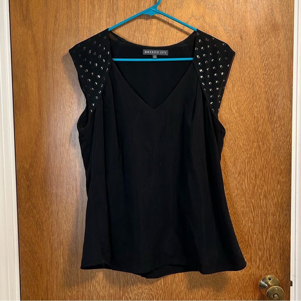Brixon Ivy Black V-Neck Studded Blouse